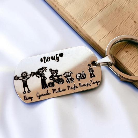 Happy Family -Porte clé -Acier