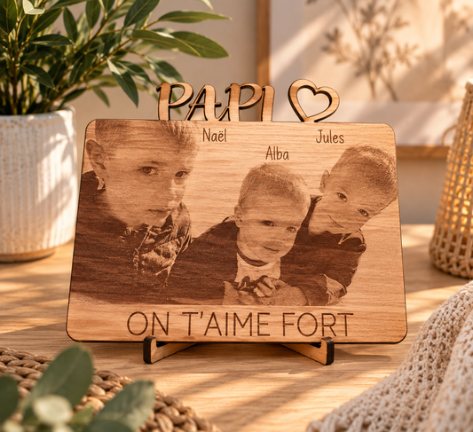 Gravure photo sur bois, Taille M (15x20cm)